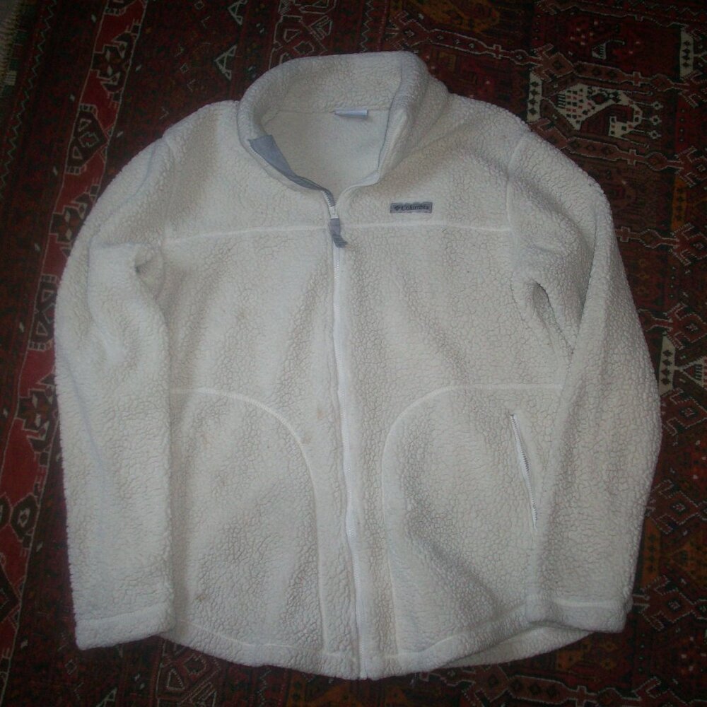 Columbia Sherpa Fleece Jacket Women XL Full Zip Cozy Side Pockets Hiking Camping